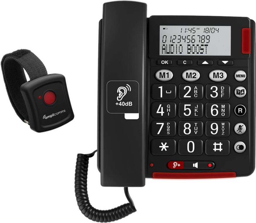 Cresta Amplicomms Bigtel 50 Alarm Plus Senioren huistelefoon vaste lijn Alarmzender voor noodgevallen inbegrepen