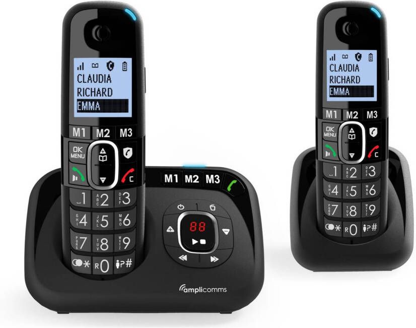 Cresta Amplicomms BigTel1582 Senioren draadloze duo huistelefoon voor de vaste lijn Extra handset Antwoordapparaat Luide