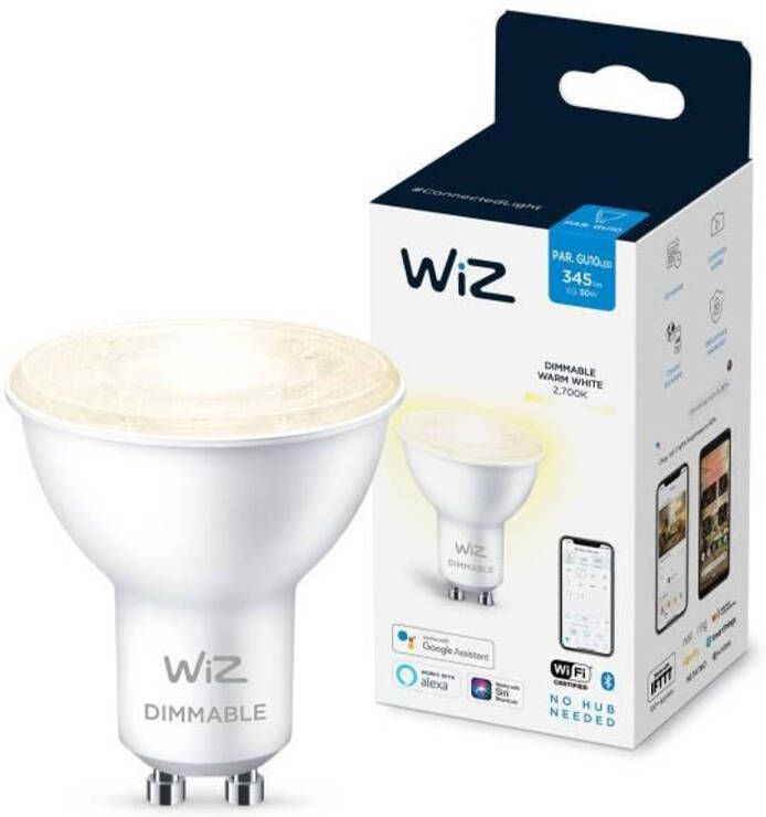 WiZ Slimme LED Verlichting GU10 Spot Wit Licht 4 7W Mat Wi-Fi