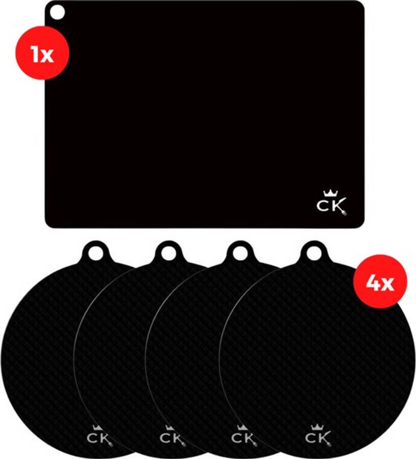 CuisineKing Inductie Beschermer Mat 5 stuks Onderzetters Pannen Panbeschermers Inductie Koken tot 250 ºC