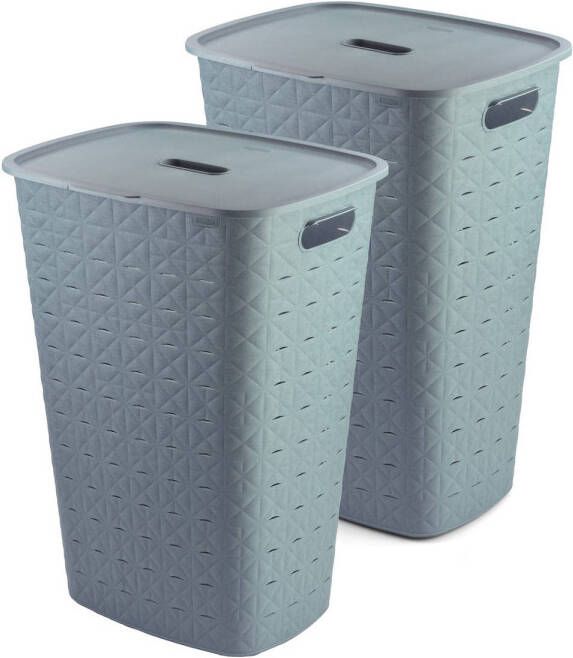 Curver Softex Wasmand met Deksel 56L 2 stuks Blauw