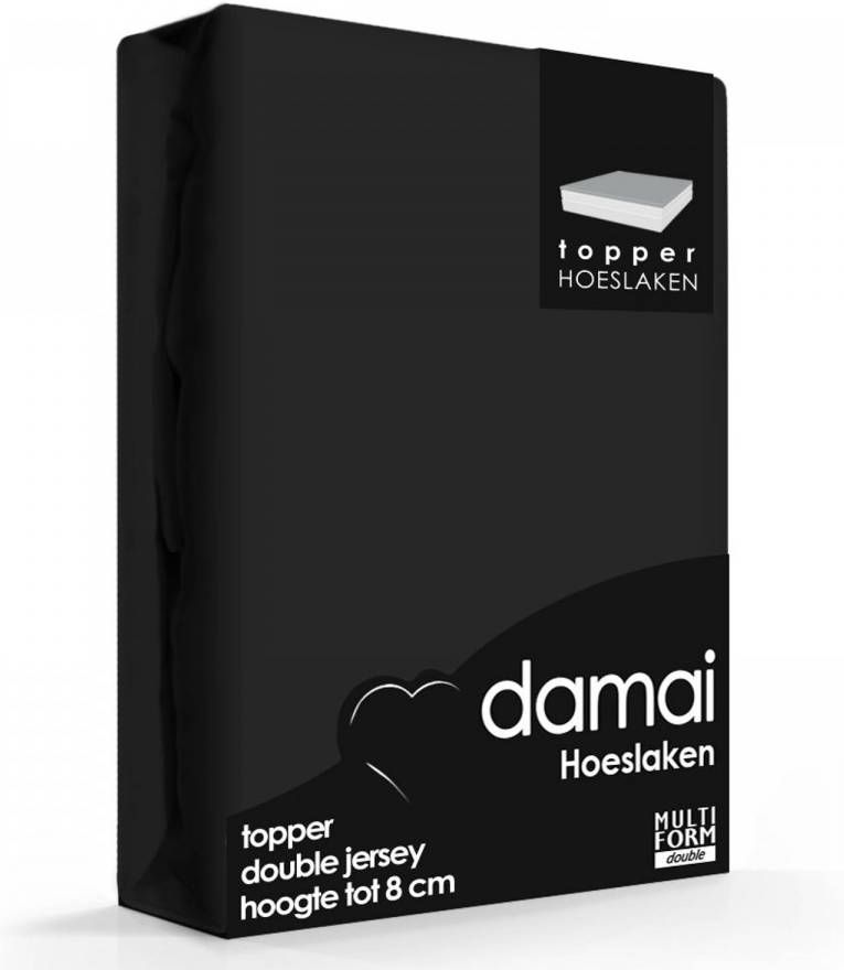 Damai Multiform Double Jersey Topper Hoeslaken Zwart-180 X 200 210 Cm