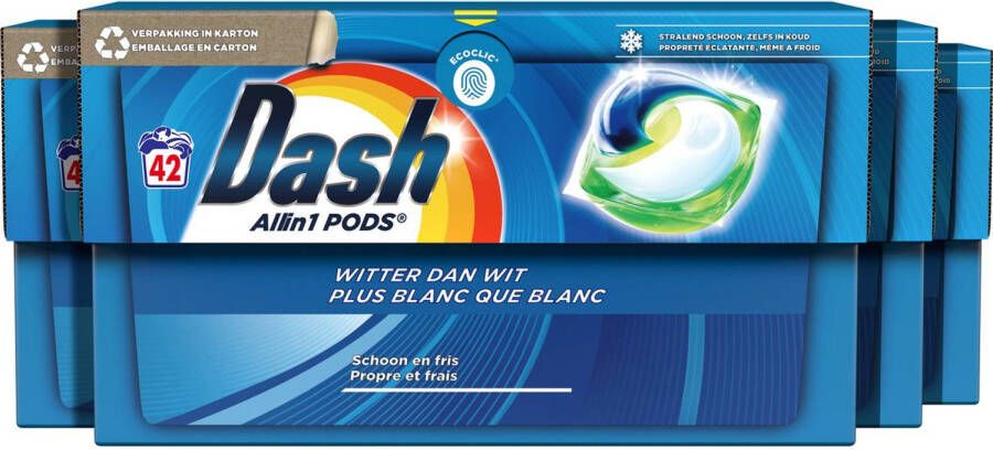 Dash All in 1 Pods Waspods Witter Dan Wit 4 x 42 Wasbeurten Voordeelverpakking