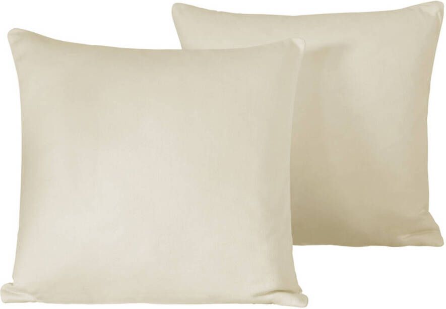 De Witte Lietaer Sierkussensloop Set Olivia Sand 40 x 40 cm Satijn Katoen