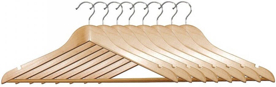 Decopatent 8 STUKS Luxe FSC houten kledinghangers Stevige klerenhangers met