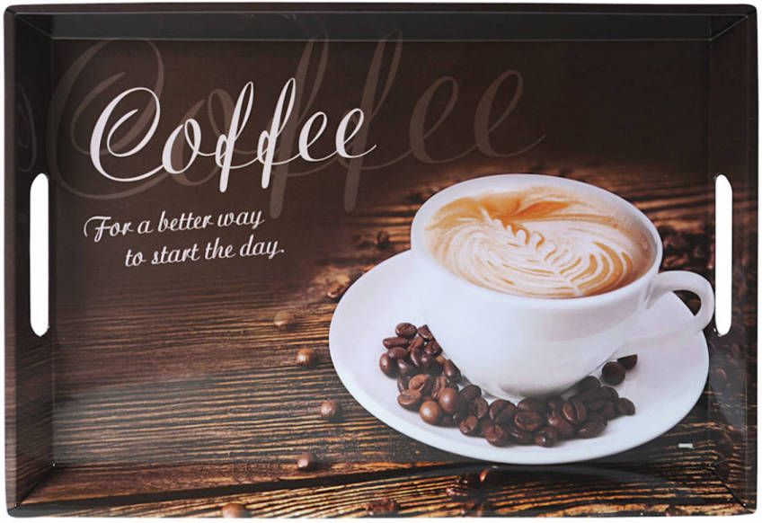 Decopatent Dienblad Rechthoekig Koffie Print Design koffie Thee dienblad