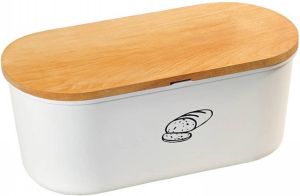 Decopatent Melamine Ovale 2 In 1 Broodtrommel Met Bamboe Snijplank Brood Bewaar