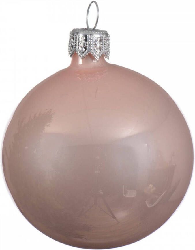 Decoris 1x Grote Glazen Kerstballen Blush Roze 15 Cm Kerstbal