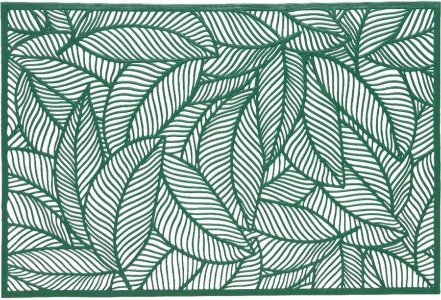 Decoris 1x Placemat onderzetter groen 30 x 45 cm bladeren motief Placemats