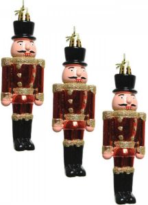 Decoris 3x Kerstboomhangers Notenkrakers Poppetjes soldaten Rood 9 Cm Kersthangers