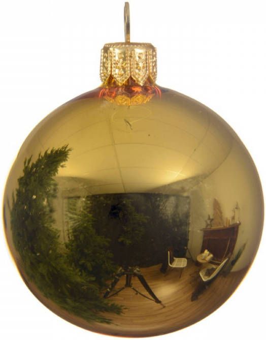 Decoris 4 Glazen Kerstballen Glans 10 Cm Licht Goud