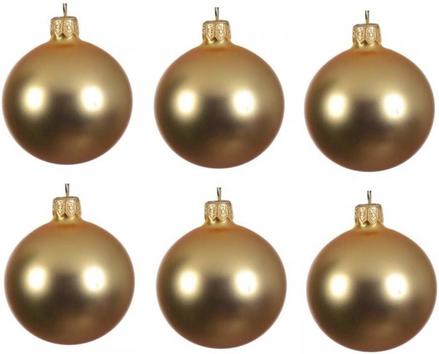 Decoris 6x Gouden glazen kerstballen 6 cm Mat matte Kerstboomversiering goud