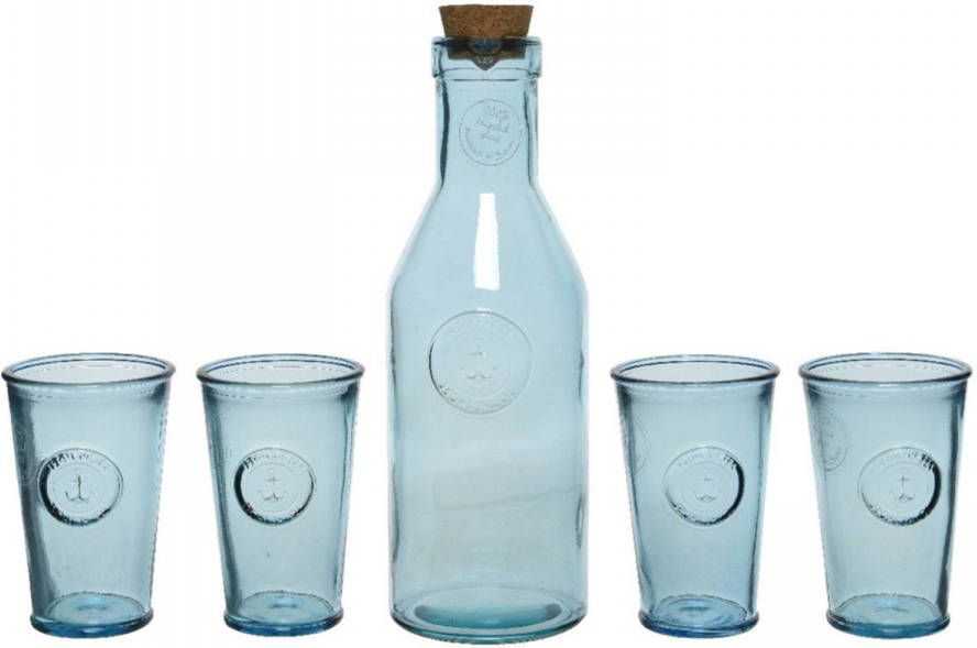 Decoris Giftbox met sap limonade water karaf en 4x luxe drink glazen Karaffen