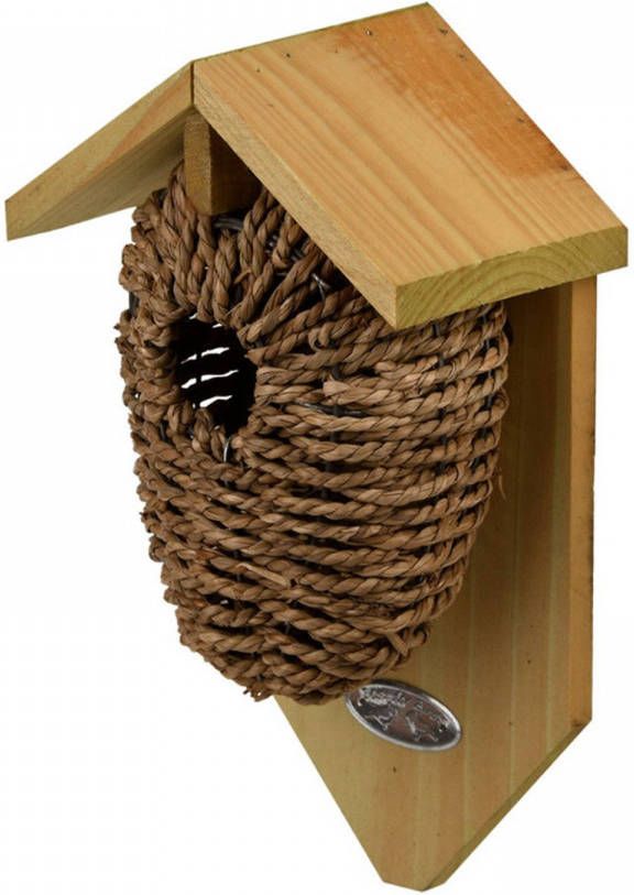 Decoris Houten Vogelhuisjes nestbuidels Zeegras 26 Cm Vogelhuisjes