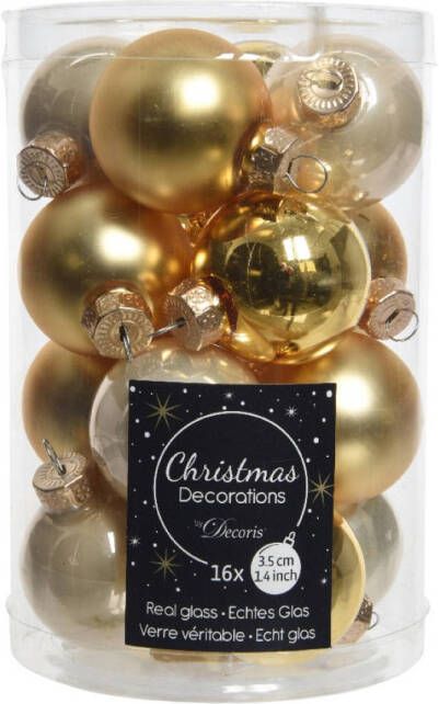 Decoris Kerstbal Glas D3.5c Parel goud 16st Kerst