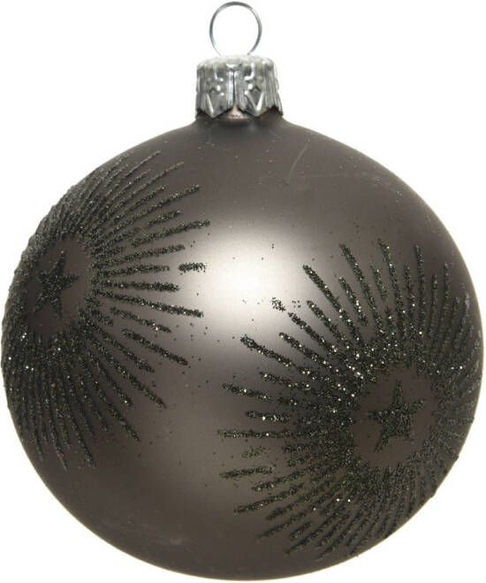 Decoris Kerstbal Glas D8cm Warm Grijs