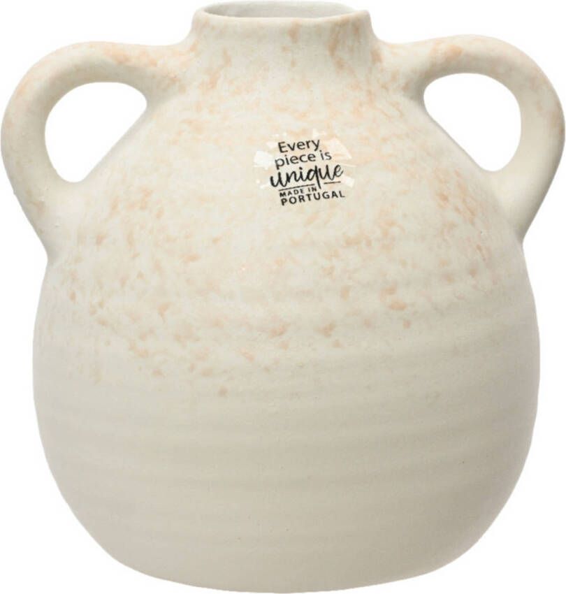 Decoris Vaas kruik model terracotta wit D17 x H17 vintage Vazen