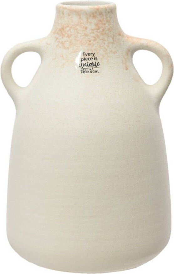 Decoris Vaas kruik model terracotta wit D18 x H27 vintage Vazen