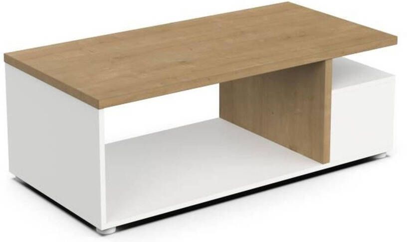 Demeyere ACCESS rechthoekige salontafel 3 Nis Hamilton eik en wit decor L 91 8 x D 50 x H 36 cm