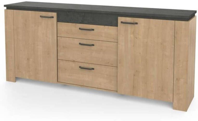 Demeyere AUSTIN dressoir 2 deuren + 3 laden Hamilton eik en Sidewalk decor L 203 8 x D 42 x H 87 8 cm