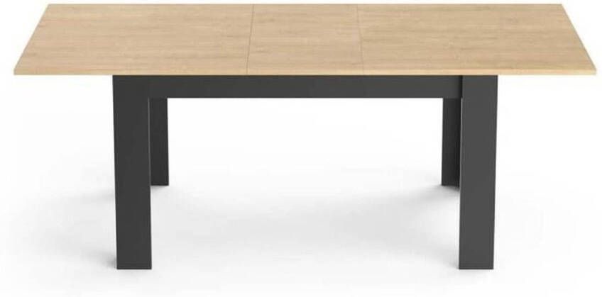 Demeyere Uitschuifbare tafel CRAFT Rechthoekig Hamilton eik en matzwart melamine decor 6 zitplaatsen 160 200 x 90 cm