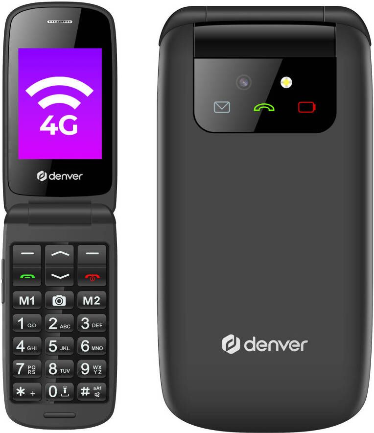 Denver Senioren Mobiele Telefoon 4G Grote Toetsen SOS knop GSM Simlockvrij Bluetooth BAS24600L