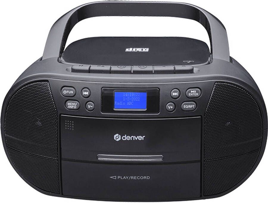 Denver TDC-280 Boombox DAB FM Radio CD speler AUX input Klok Wekker Zwart