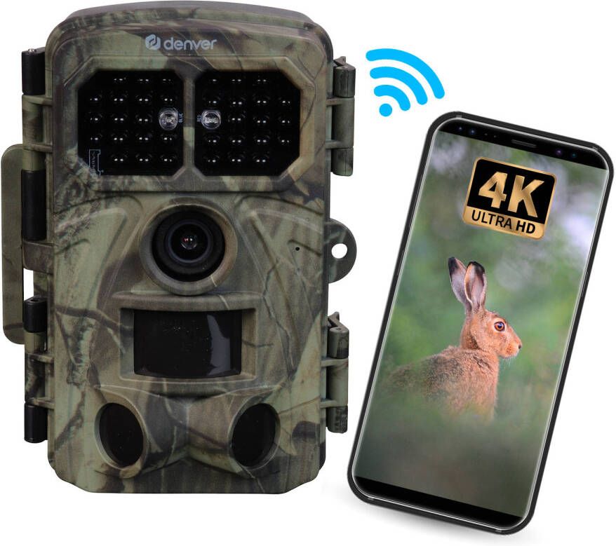 Denver Wildcamera met Nachtzicht en WiFi 4K Ultra HD 48MP WiFi TrailCam GO app Waterdicht WCT8026