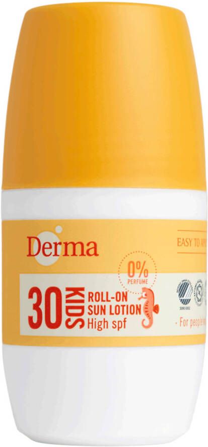 Derma Sun Kids Zonnebrand Roller SPF30 50 ML Allergie & Geurvrij Zonbescherming Milieuvriendelijk Kinderformule