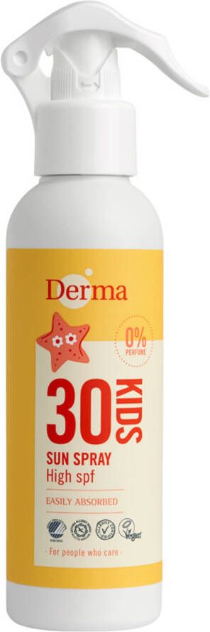 Derma Sun Kids Allergie- en Parfumvrije Zonnebrandspray voor Kinderen SPF 30 200ML Hypoallergeen Intens Hydraterend