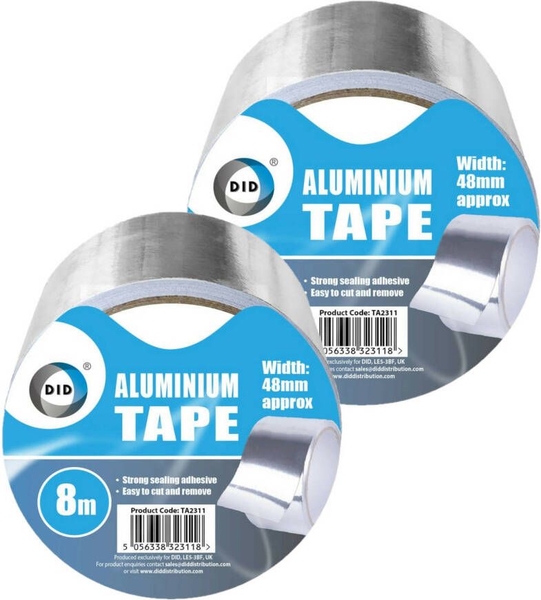 DID aluminiumtape reparatietape zilver 2 stuks 8 meter Tape (klussen)