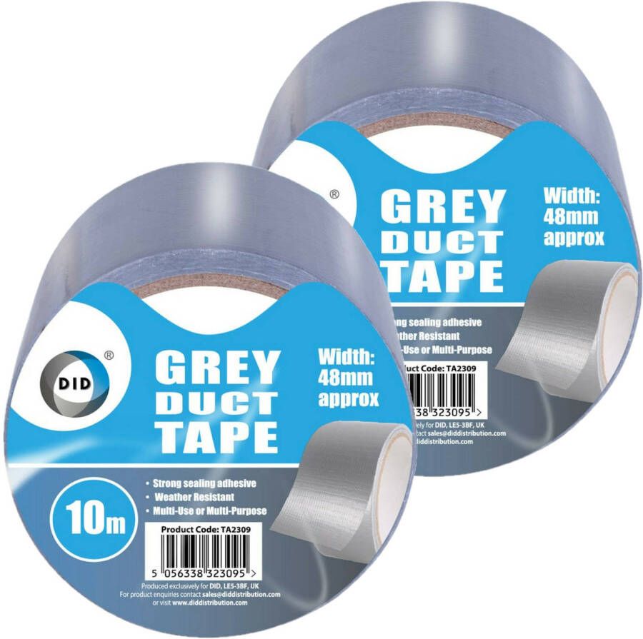 DID duct tape reparatietape grijs 2 stuks 10 meter x 48 mm Tape (klussen)