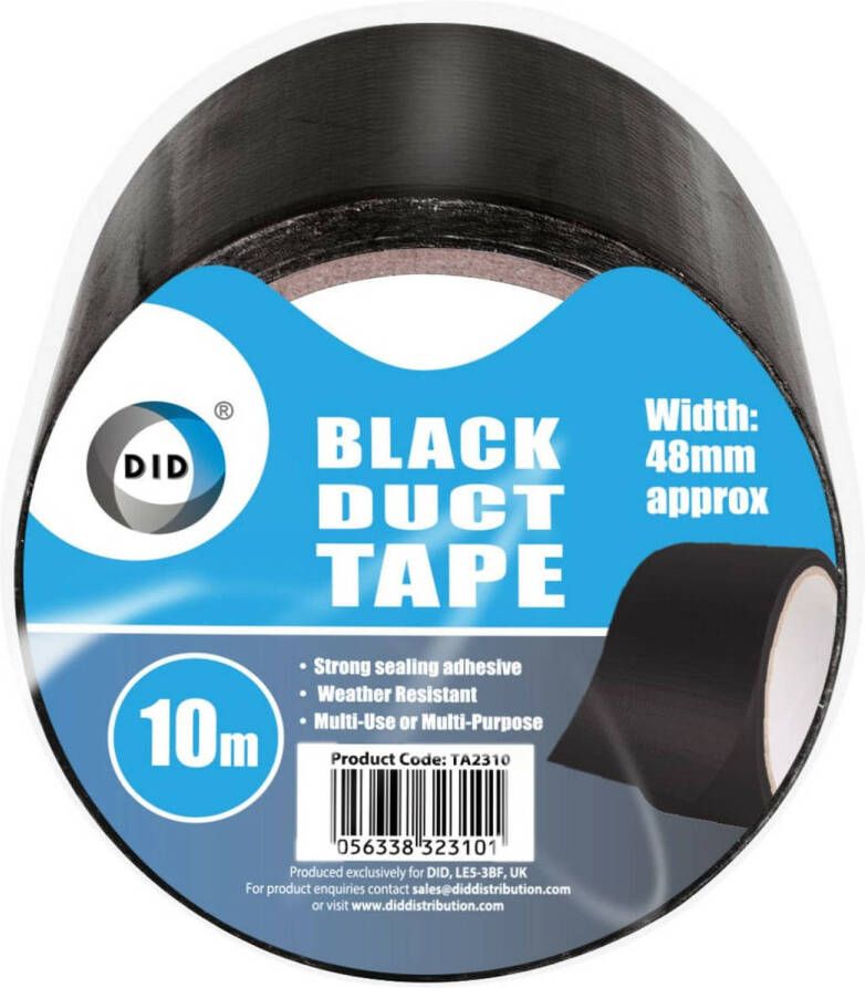 DID duct tape reparatietape zwart 10 meter x 48 mm Tape (klussen)