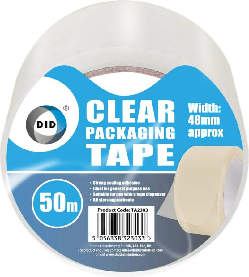 DID verpakkingstape transparant 50 meter Tape (klussen)