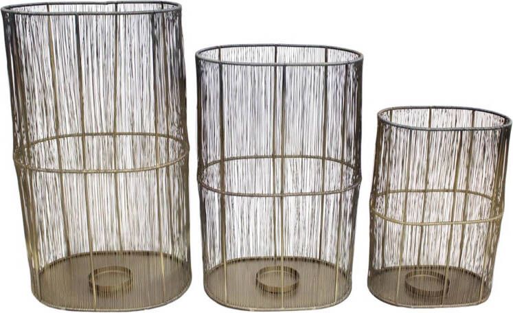 Dijk Natural Collections Candle holder metal 21.5x14.5x31cm Set 3 Brons