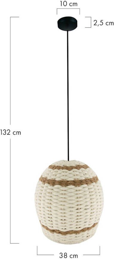 Dijk Natural Collections DKNC Hanglamp Luna Katoen 38x38x32cm Wit