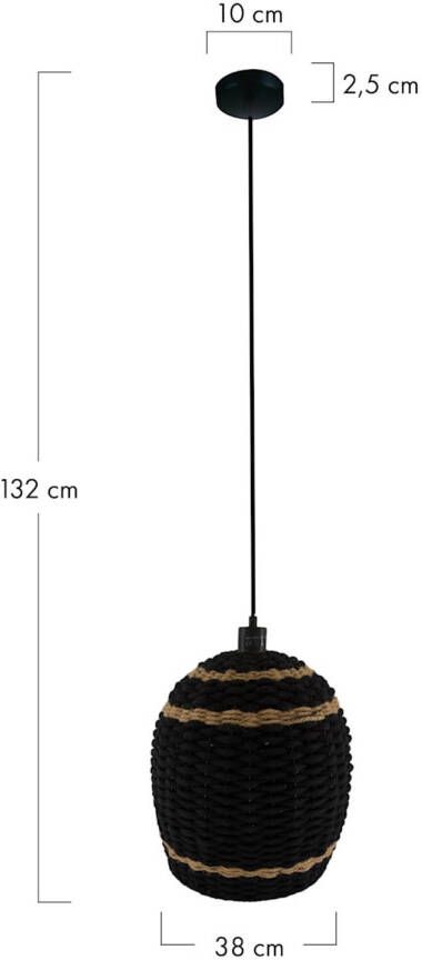 Dijk Natural Collections DKNC Hanglamp Luna Katoen 38x38x32cm Zwart