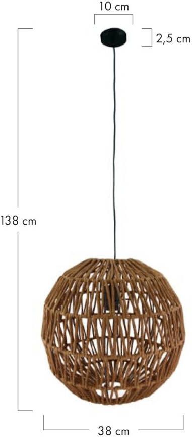 Dijk Natural Collections DKNC Hanglamp Parma Papier 38x38x38cm Bruin