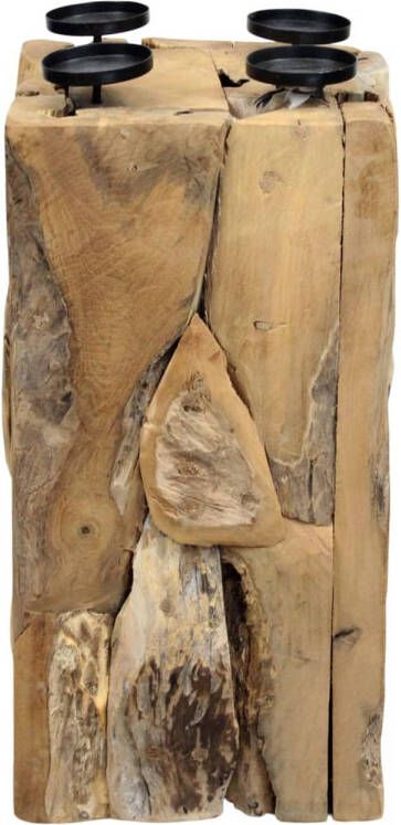 Dijk Natural Collections DKNC Kaarsenhouder Finn Erosiehout 28x28x58cm Bruin