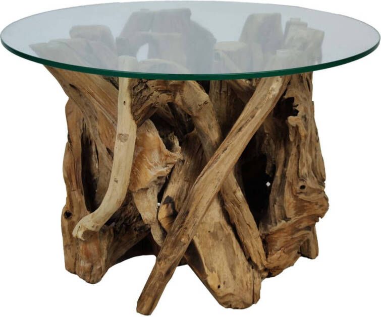 Dijk Natural Collections DKNC Tafel root met glas 60x38cm Natuurlijk