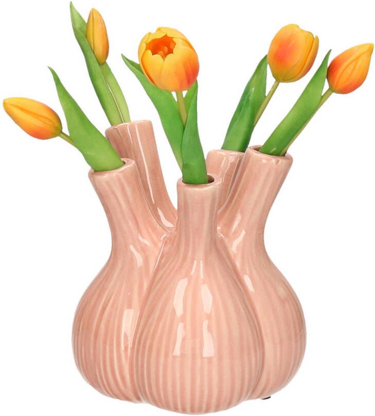 Dijk Natural Collections vaas Gouda tulpenvaas lichtroze D17 x H20 cm Vazen