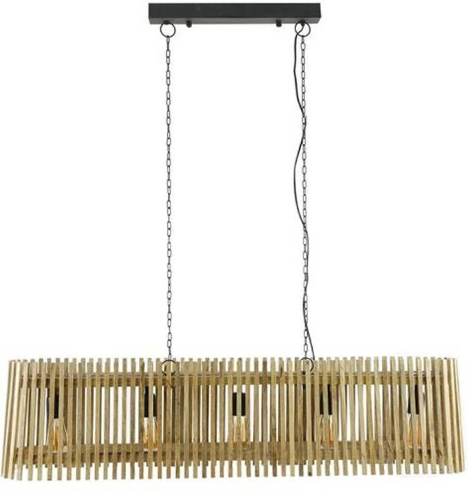 Dimehouse Hanglamp Dennis rechthoekig mangohout 5-lichts