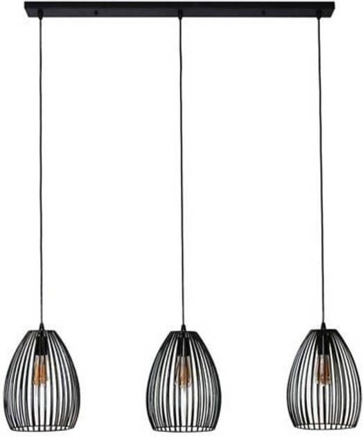Dimehouse Hanglamp Fabian metaal zwart stripe 3-lichts