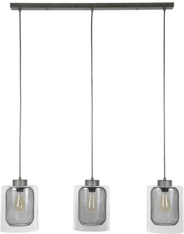Dimehouse Industriële hanglamp Elodie 3-lichts raster glas