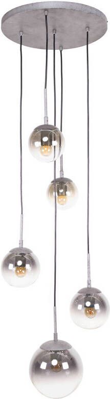 Dimehouse Hanglamp Juliette glas zilver rond getrapt 5-lichts