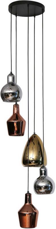 Dimehouse Hanglamp Lari gekleurd glas gemixt 5-lichts getrapt