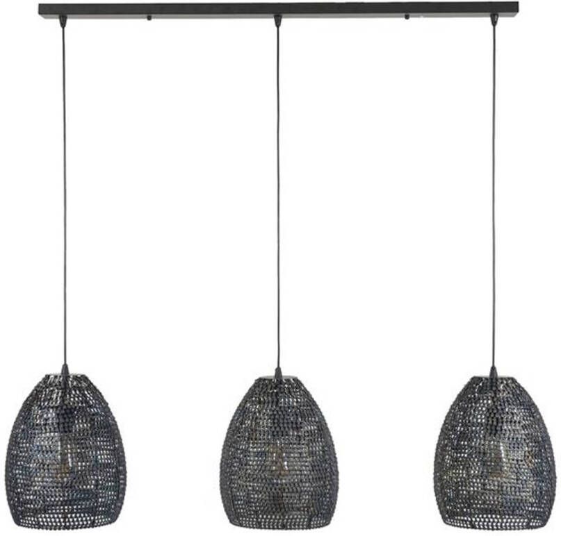 Dimehouse Hanglamp industrieel Armoor 3-lichts ovaal zwart bruin