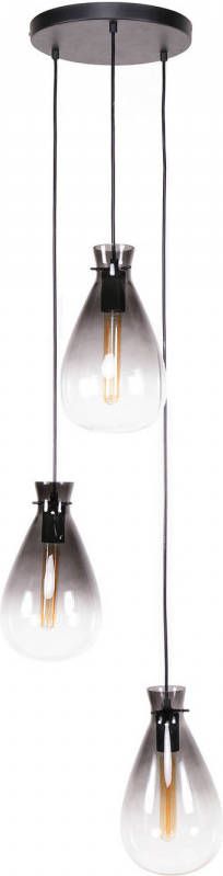 Dimehouse Industriële hanglamp Veronica getrapt 3-lichts smokey glass