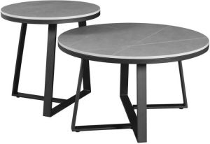 Dimehouse Industriële Salontafel Tanner Marmer Salontafel Set Van 2 Antraciet