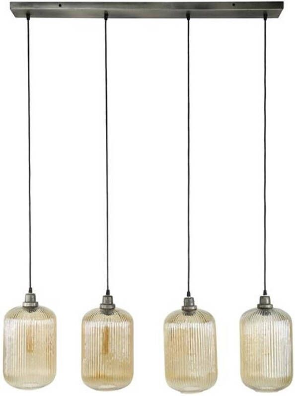 Dimehouse Ovale hanglamp Ella glas amber 4-lichts
